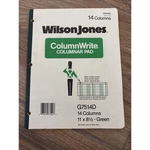 Wilson Jones Column‎ Write 14 Columnar Pad G7514D 11 x 8.5" Green Vintage Rare